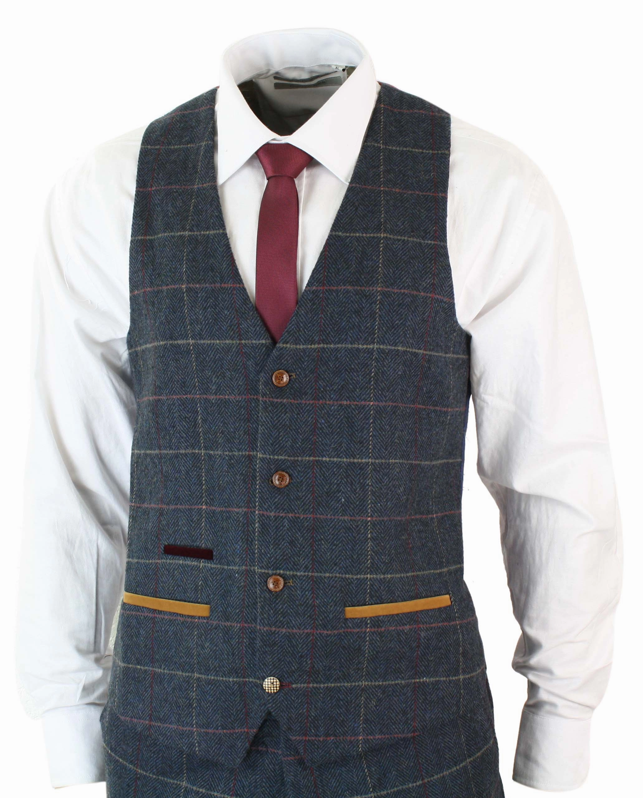 Eton Navy Blue Wine Check 3 Piece Suit