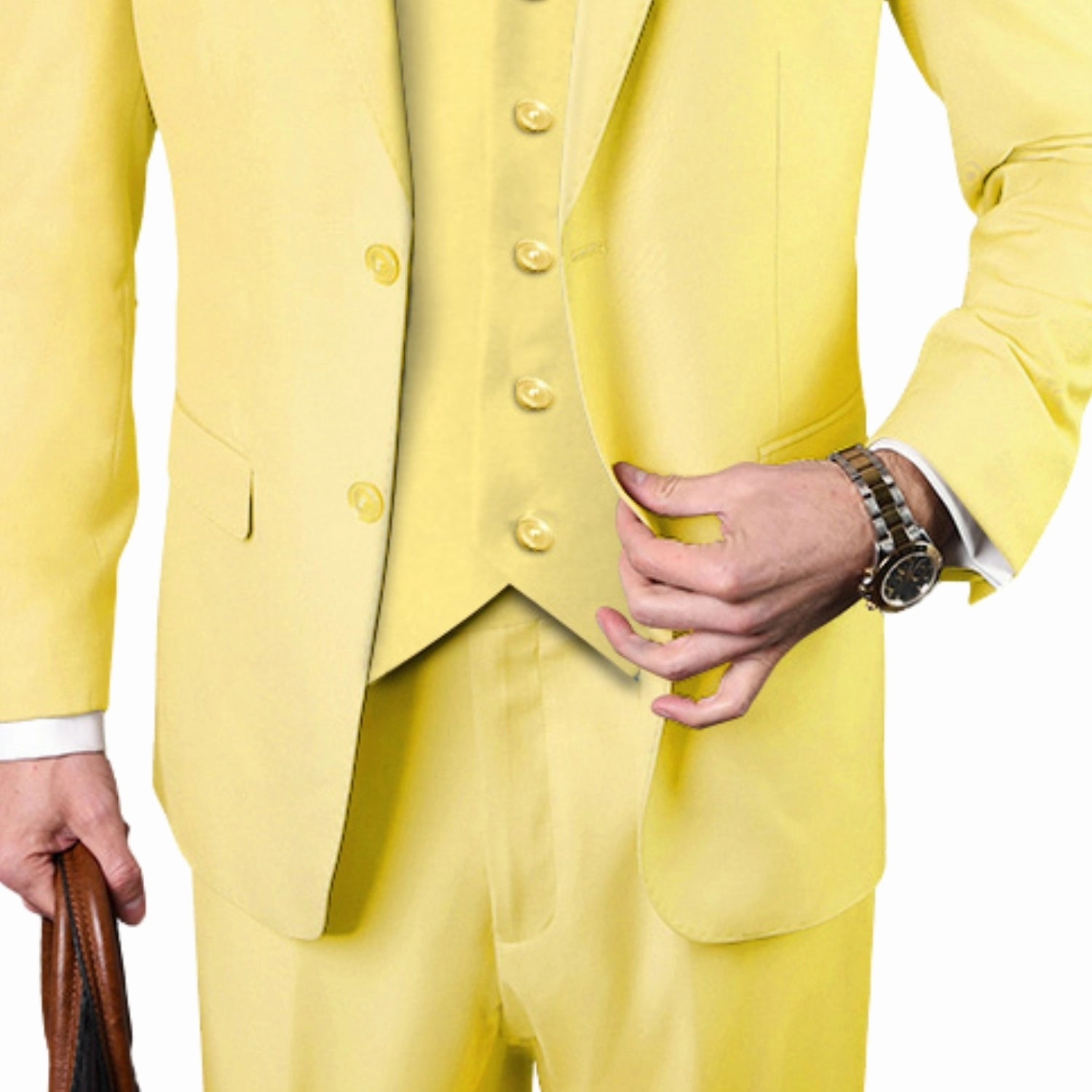 Europa Collection: Yellow 3-Piece Modern Fit Suit – Super 180's Italian Wool