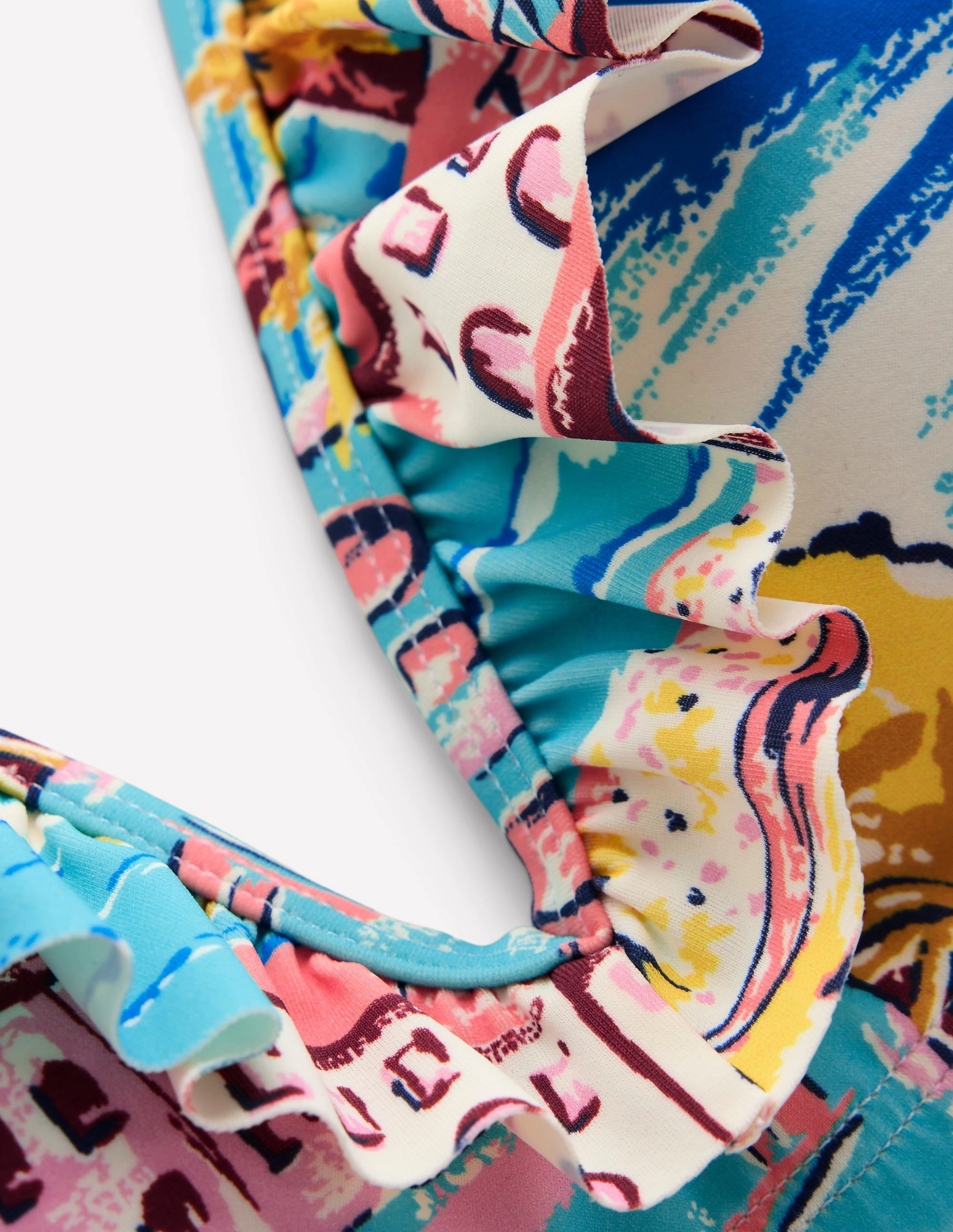 Evia Ruffle Bikini Top-Multi. Paradise Bay