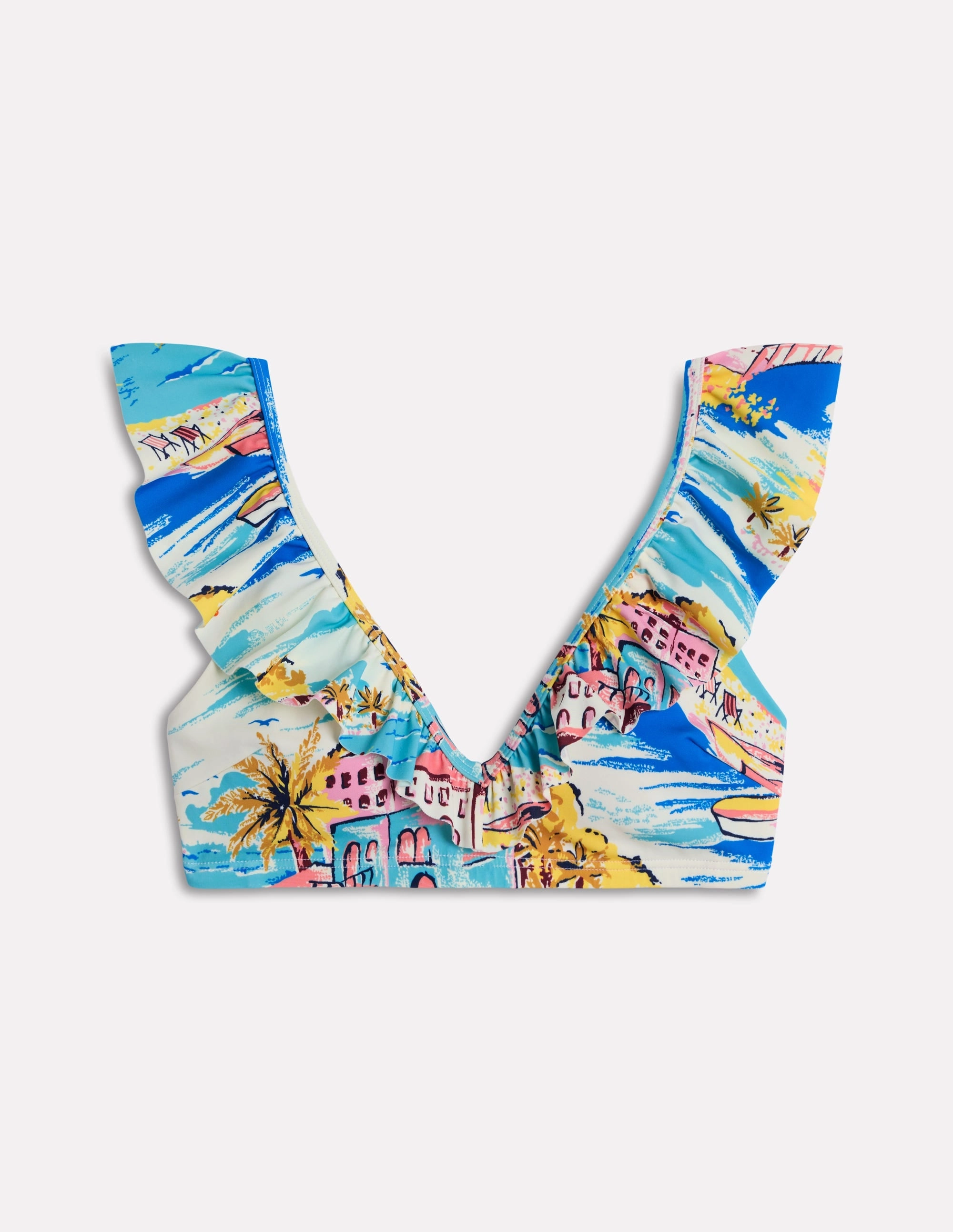 Evia Ruffle Bikini Top-Multi. Paradise Bay
