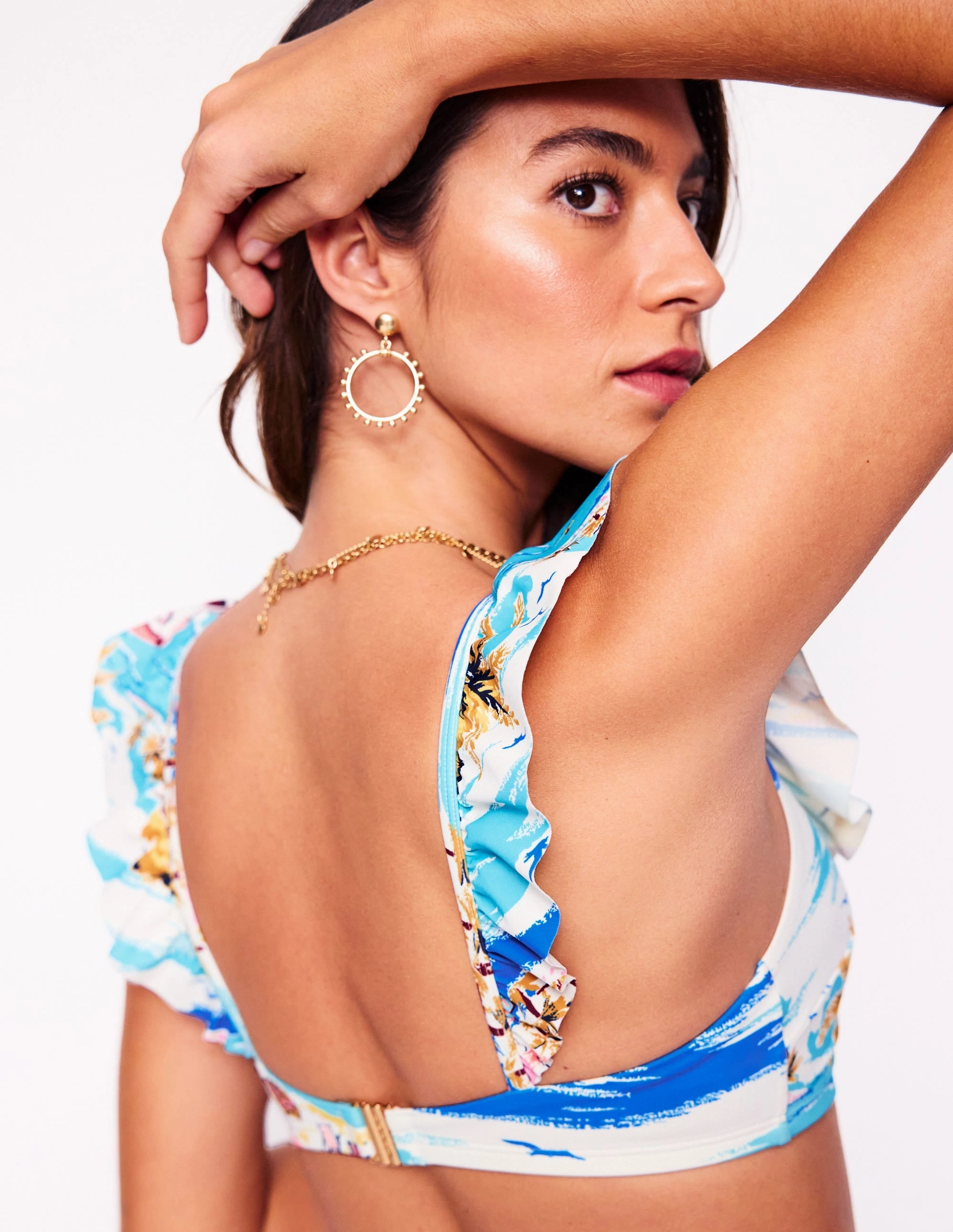 Evia Ruffle Bikini Top-Multi. Paradise Bay