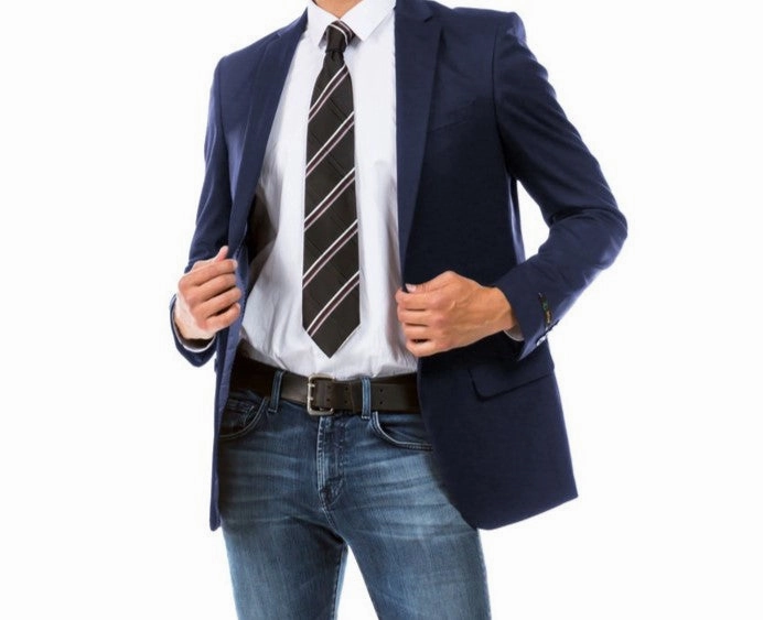 Fornido Collection: Navy Solid Color Single Breasted Jacket - Modern Fit