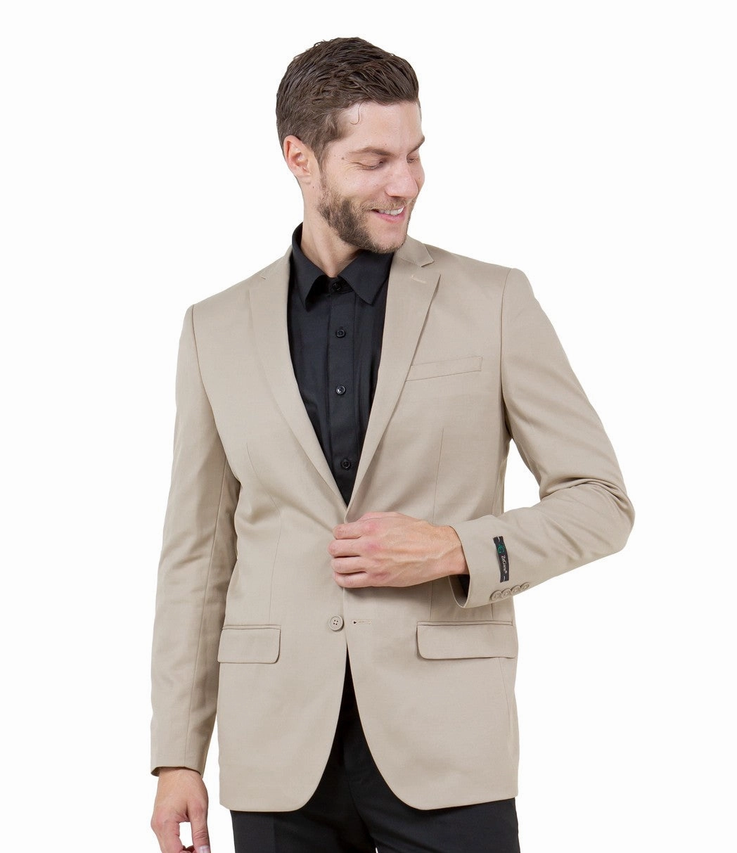 Fornido Collection: Tan Solid Color Single Breasted Jacket - Modern Fit
