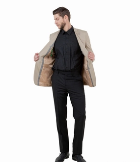 Fornido Collection: Tan Solid Color Single Breasted Jacket - Modern Fit