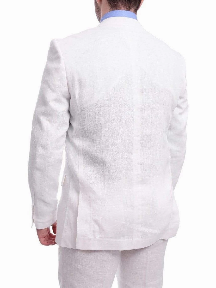 Gino Vitale Slim Fit Solid White Two Button Linen Suit