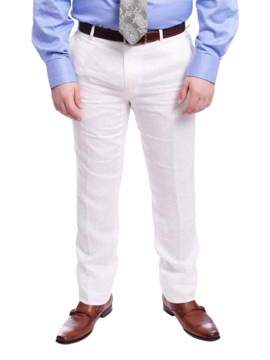 Gino Vitale Slim Fit Solid White Two Button Linen Suit