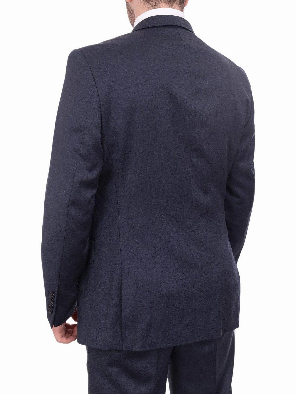Giorgio Cosani Big & Tall Regular Fit Solid Navy Blue Two Button Wool Suit
