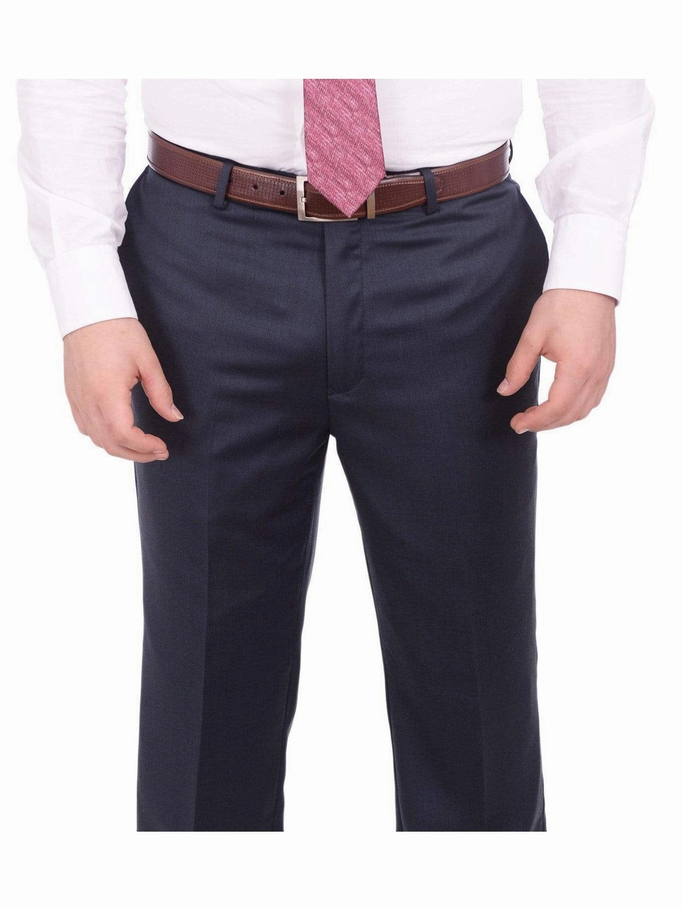 Giorgio Cosani Big & Tall Regular Fit Solid Navy Blue Two Button Wool Suit