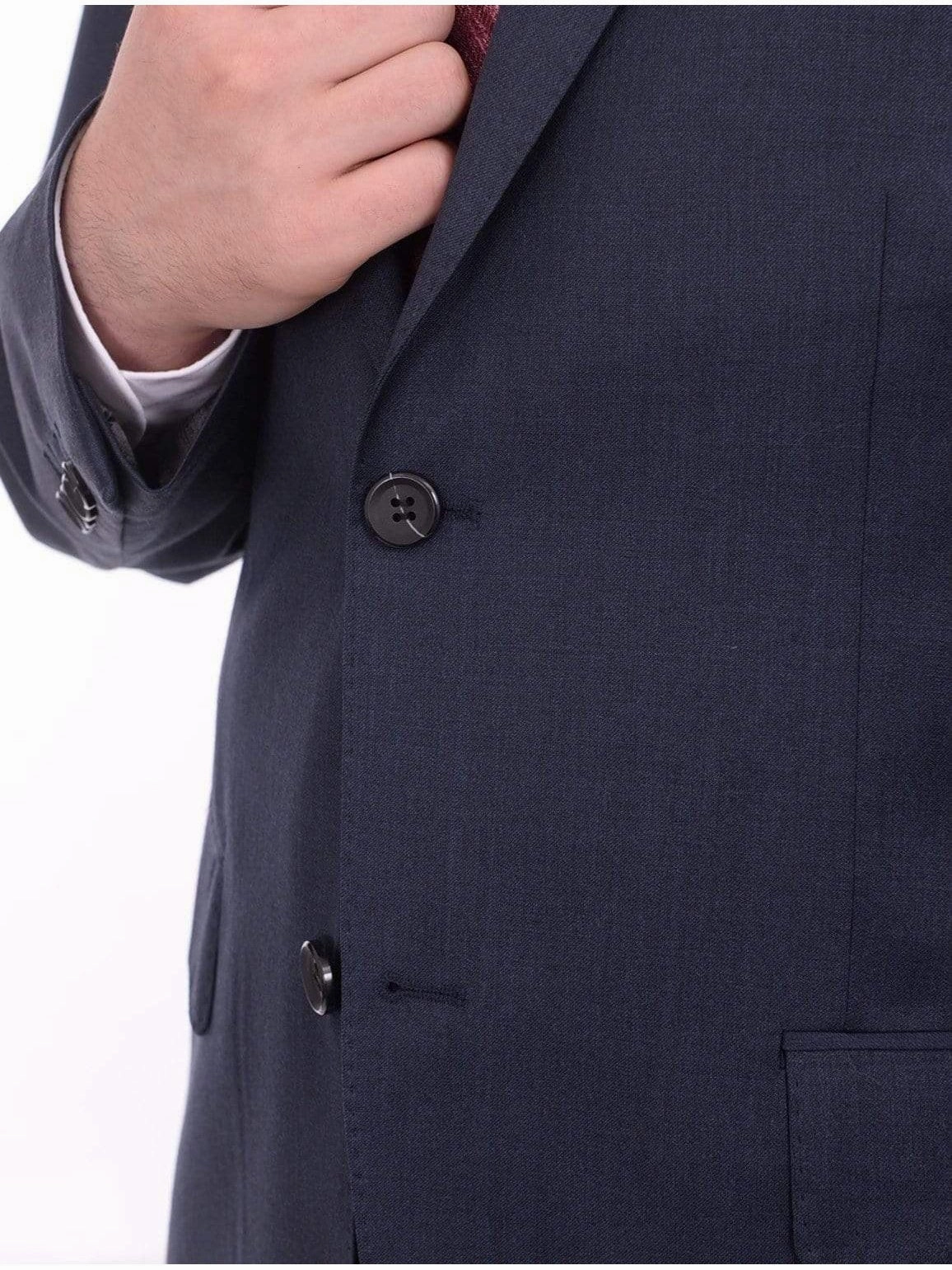 Giorgio Cosani Big & Tall Regular Fit Solid Navy Blue Two Button Wool Suit