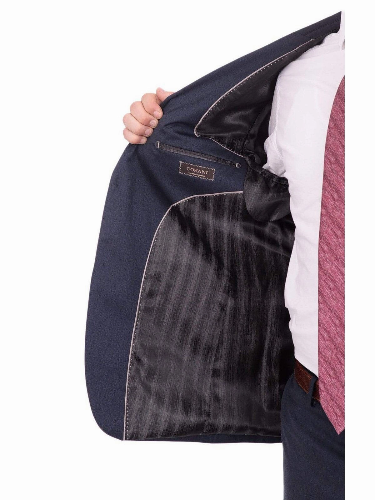 Giorgio Cosani Big & Tall Regular Fit Solid Navy Blue Two Button Wool Suit