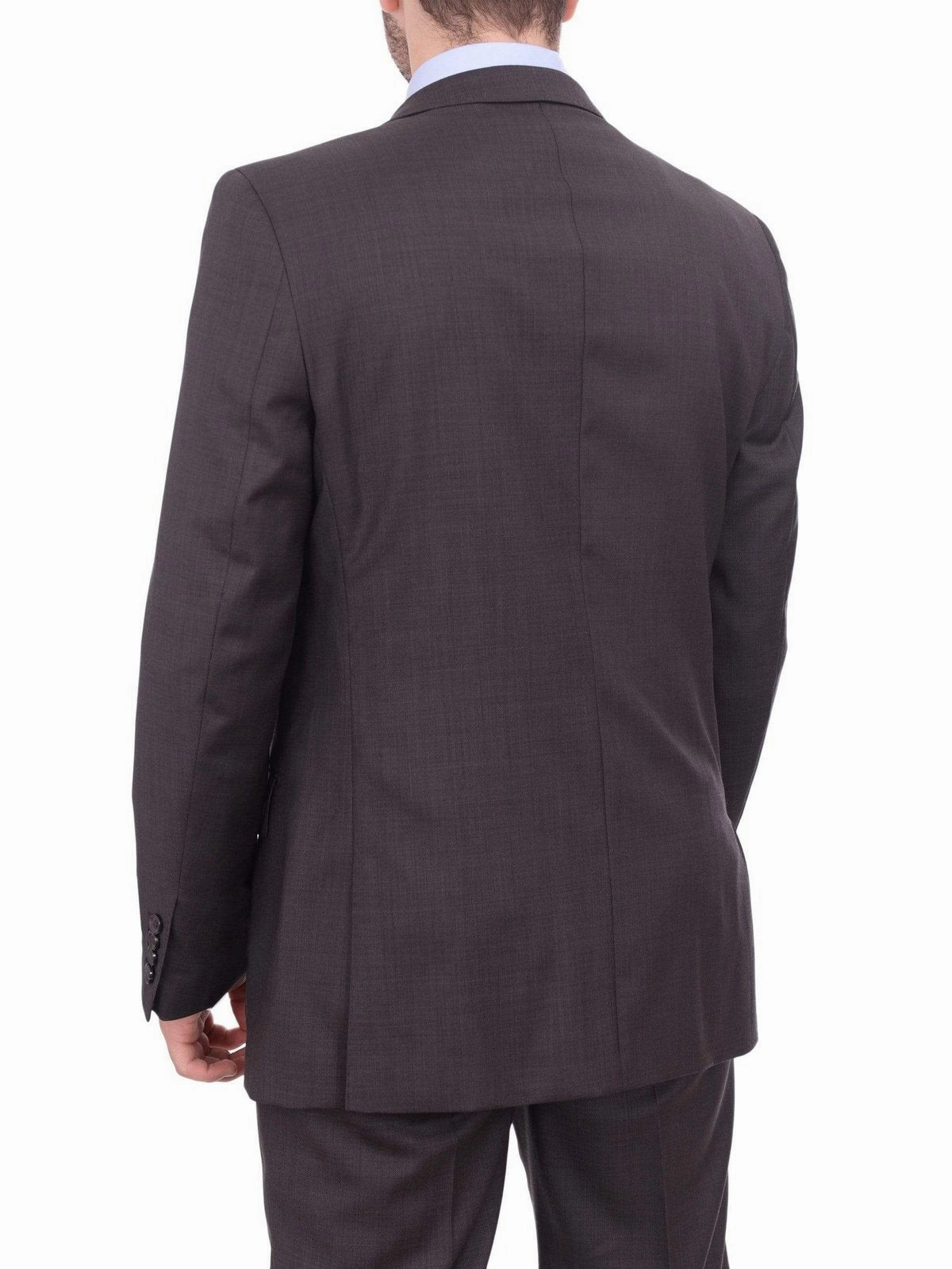 Giorgio Cosani Regular Fit Solid Dark Olive Brown Wool Cashmere Blend Suit