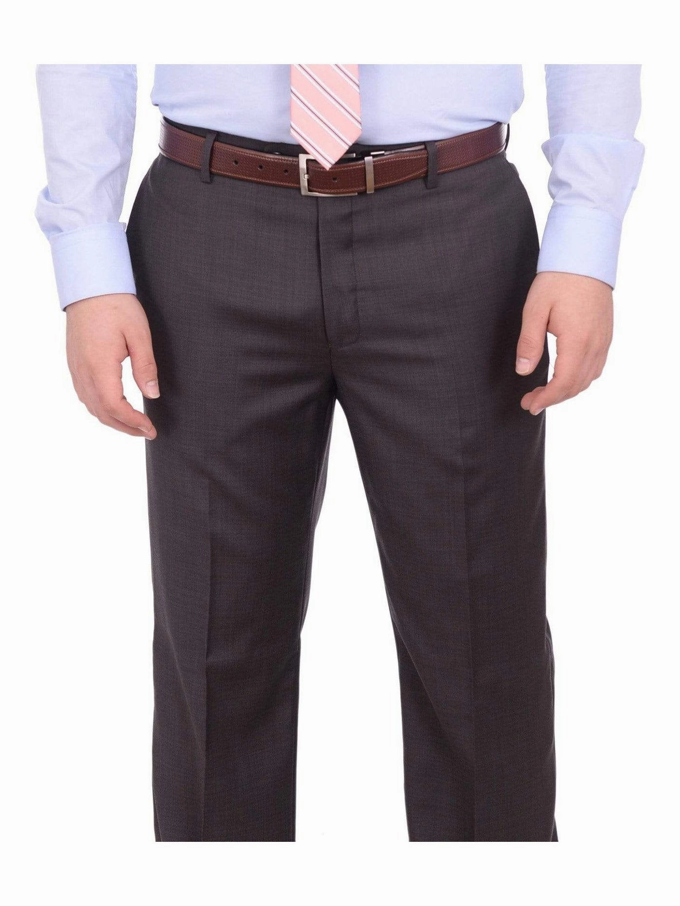 Giorgio Cosani Regular Fit Solid Dark Olive Brown Wool Cashmere Blend Suit
