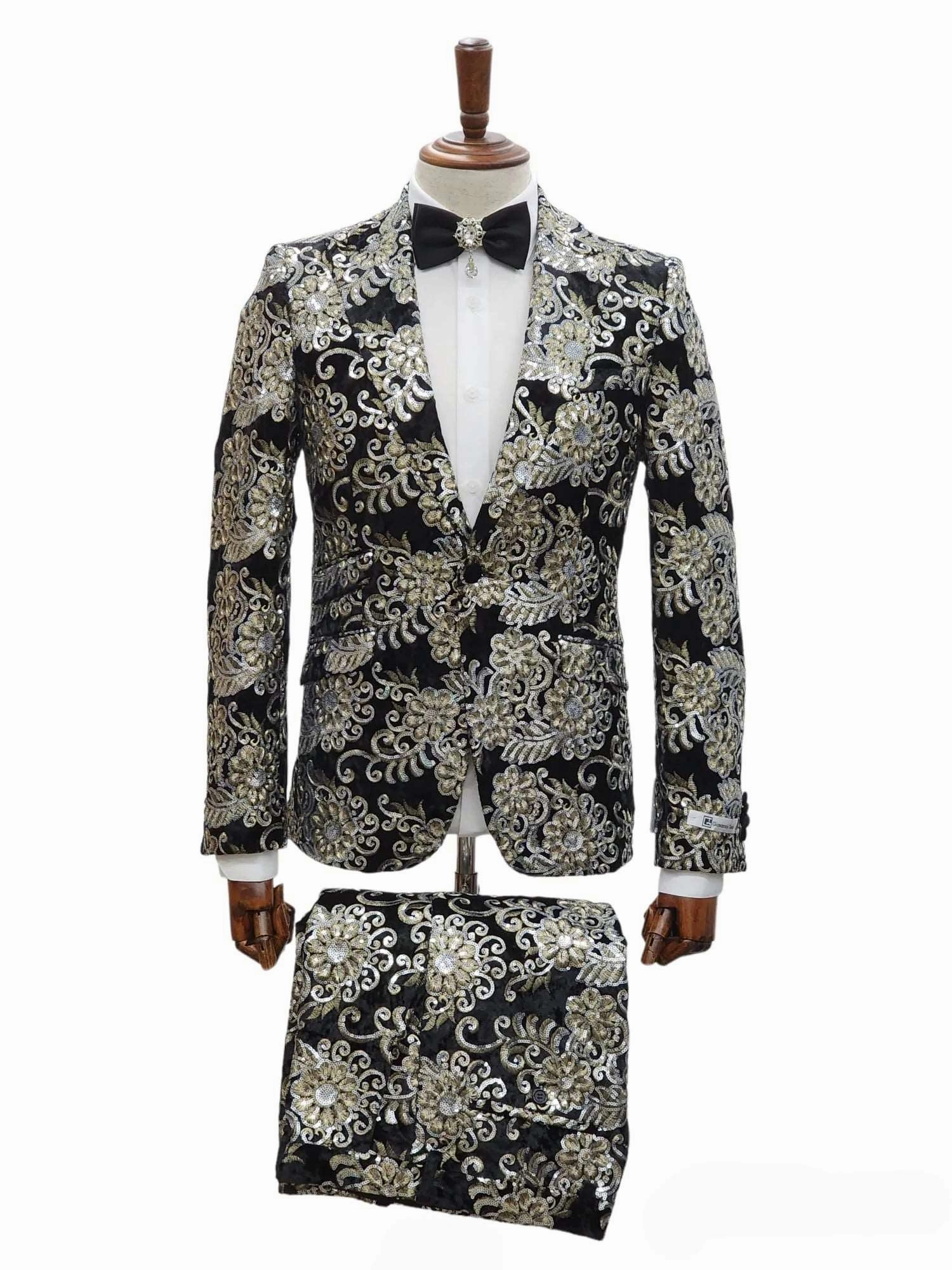 Giovanni Testi 1 button Peak Lapel Slim Fit Suit GT1P-LIN SHOU BLACK