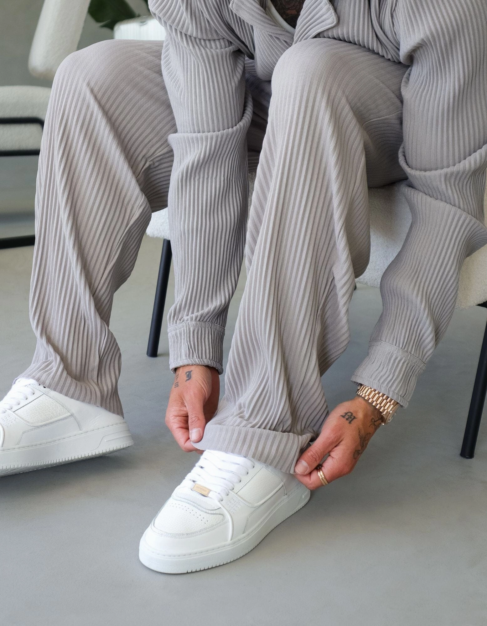 Grey Pleated Trouser