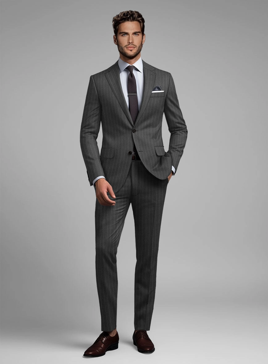 Hardy Minnis Charcoal Pinstripe Wool Suit