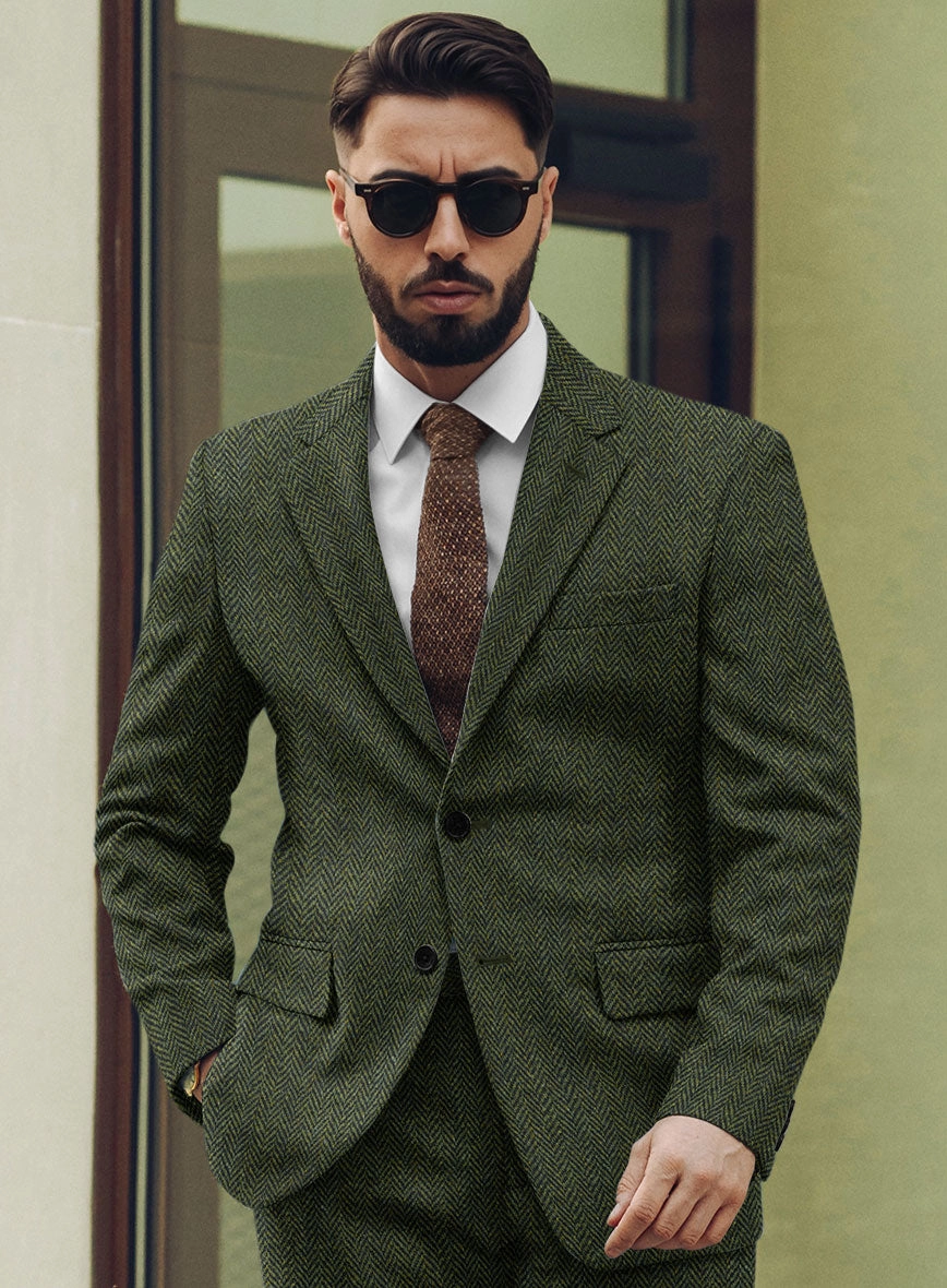 Harris Tweed Forest Green Herringbone Suit