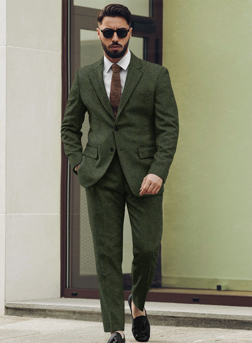Harris Tweed Forest Green Herringbone Suit