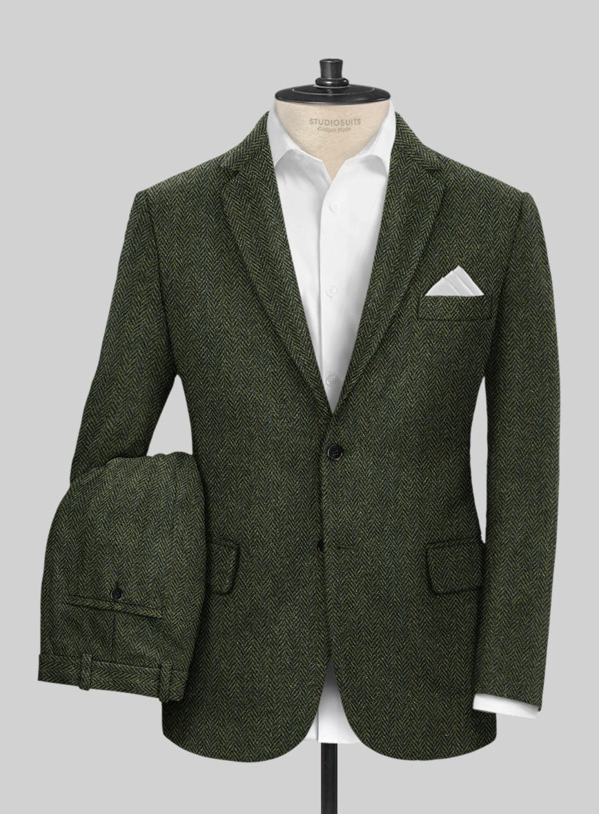 Harris Tweed Forest Green Herringbone Suit