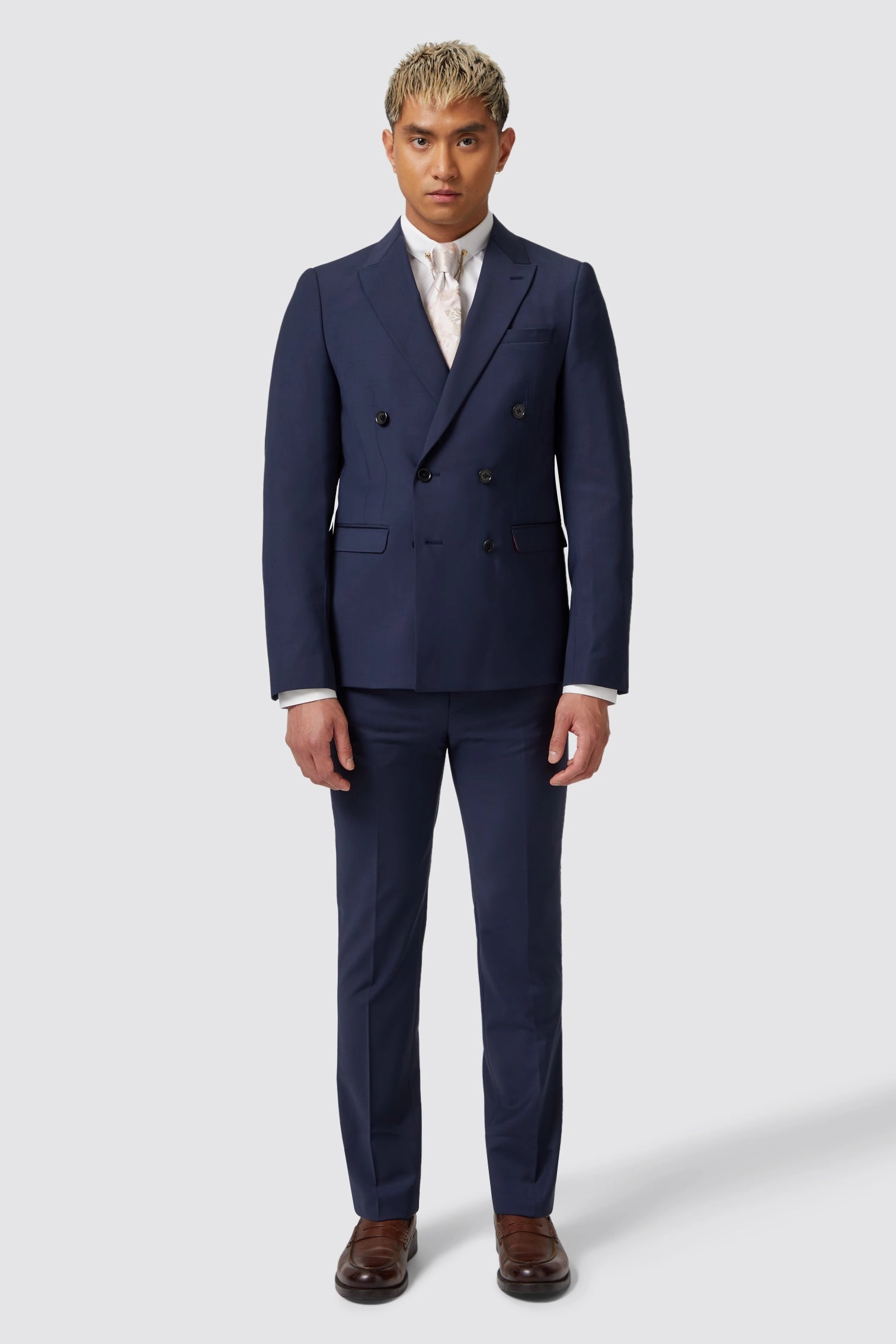 Harwood Slim Fit Navy Double Breasted Wool Suit - ARCHIVE