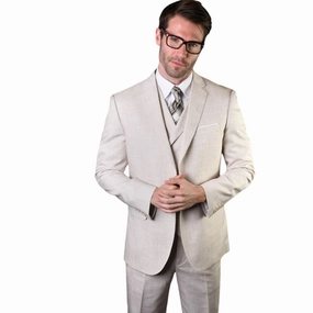 Haumea Collection: Men's Natural/Tan Tailored Fit 3-Piece Suit