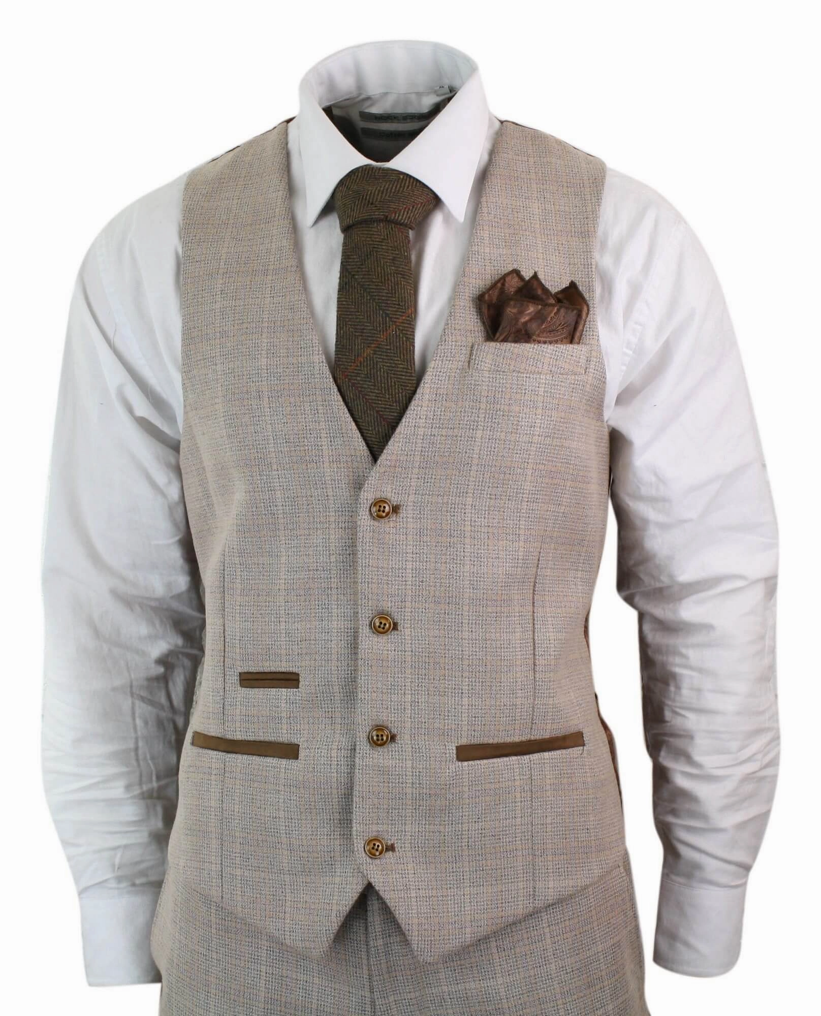 Holland Check Tweed Beige 3 Piece Suit