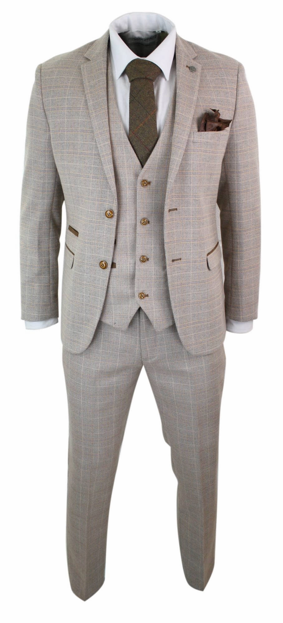 Holland Check Tweed Beige 3 Piece Suit
