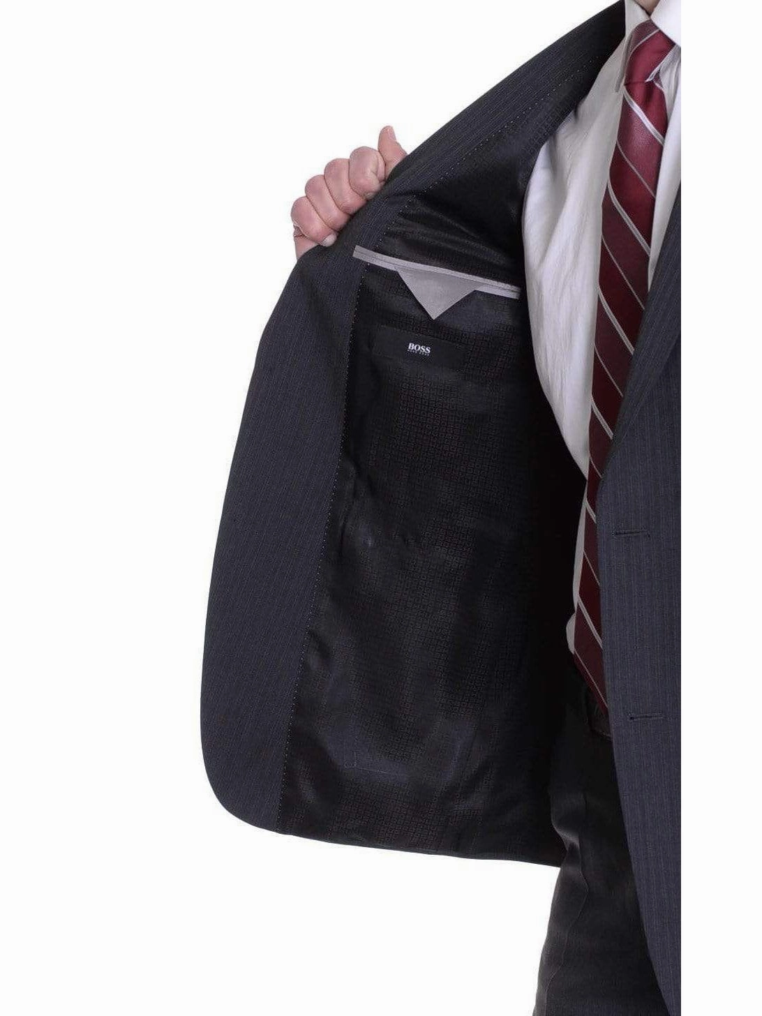 Hugo Boss Pasini2/movie2 Classic Fit Gray Striped Super 100 Wool Suit 40L