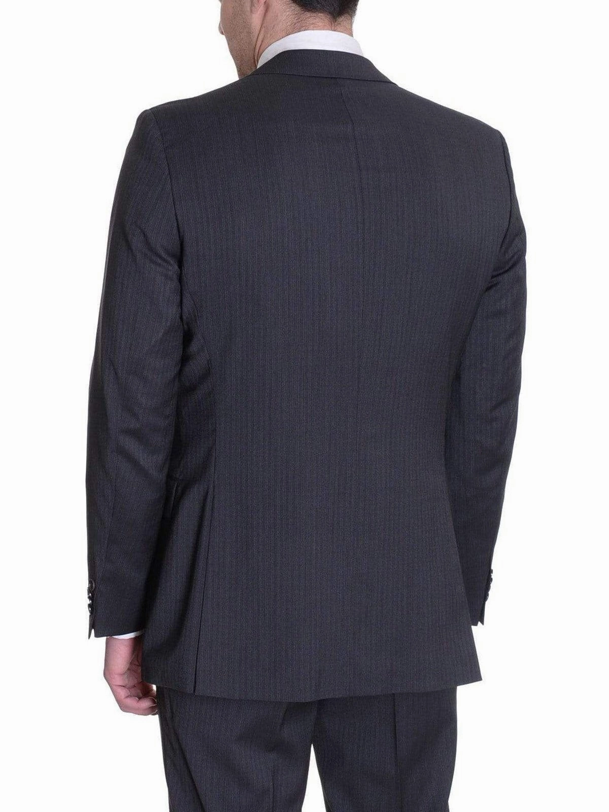 Hugo Boss Pasini2/movie2 Classic Fit Gray Striped Super 100 Wool Suit 40L