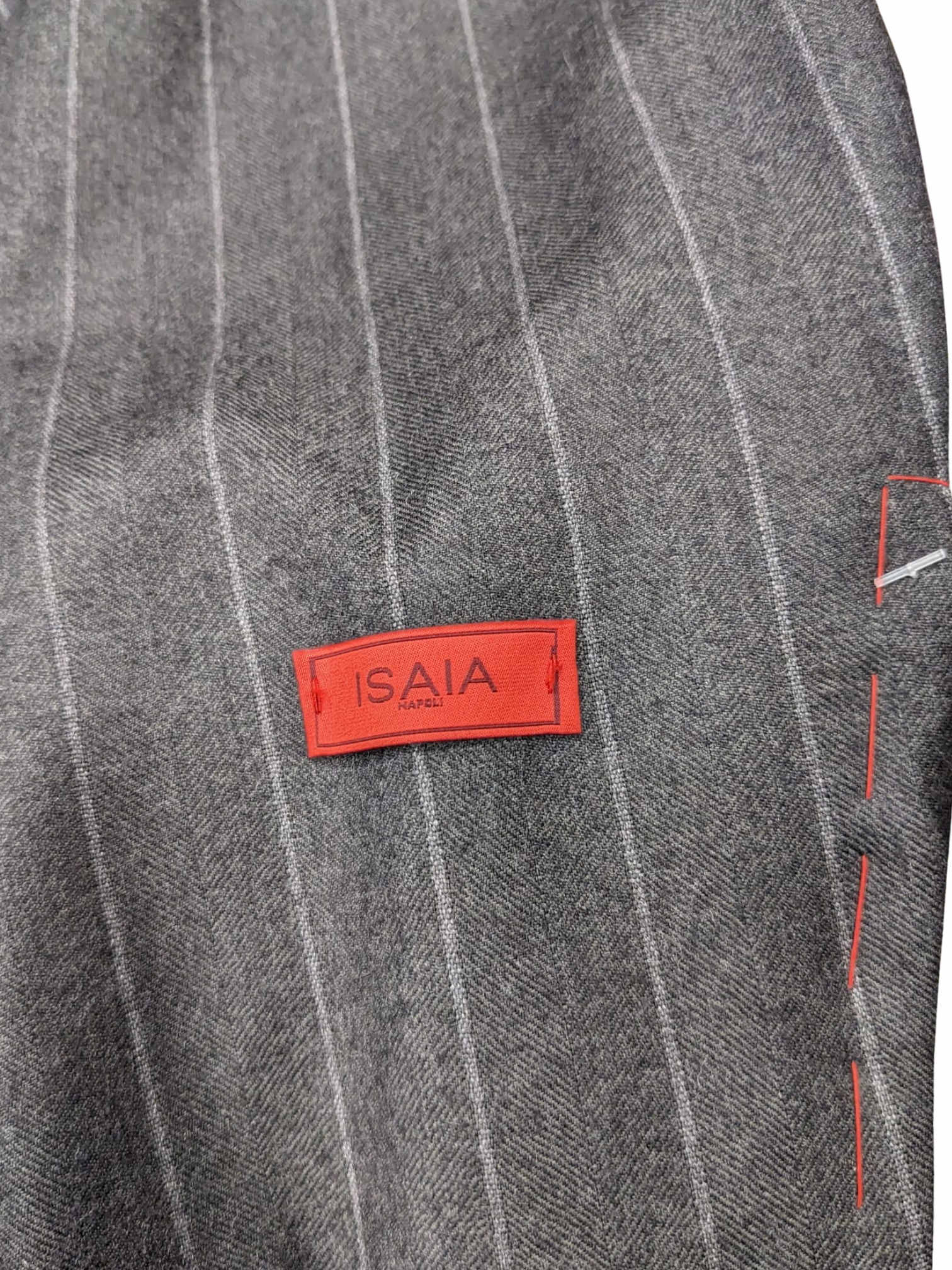Isaia Mens Charcoal Gray Pinstriped 40S 100% Super 130s Wool 2 Piece Suit