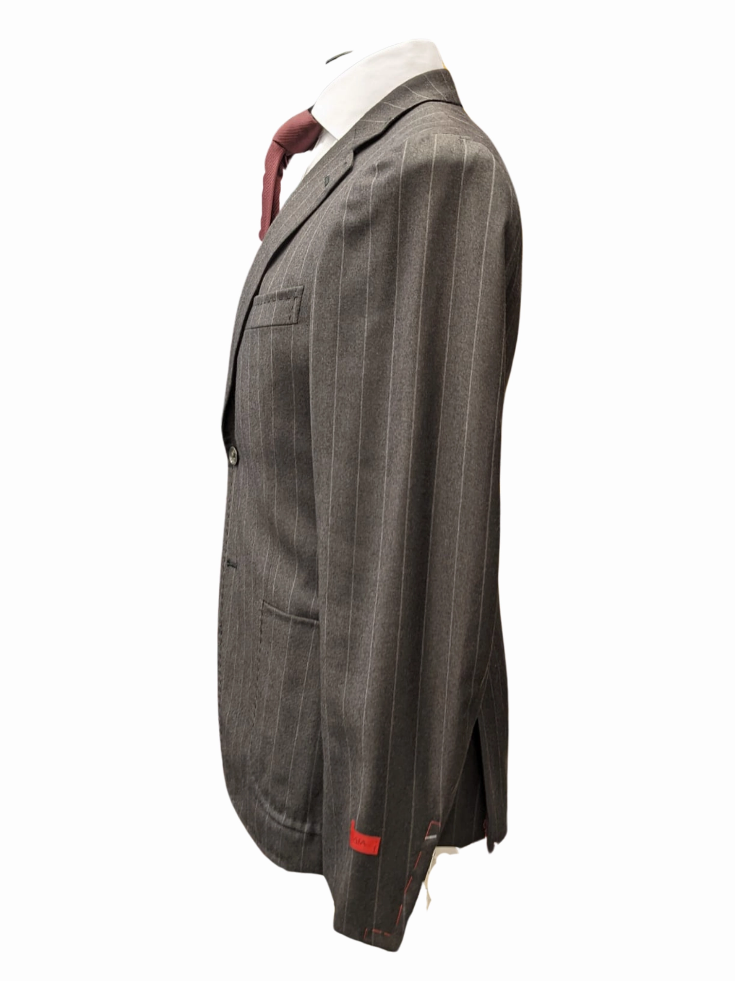 Isaia Mens Charcoal Gray Pinstriped 40S 100% Super 130s Wool 2 Piece Suit