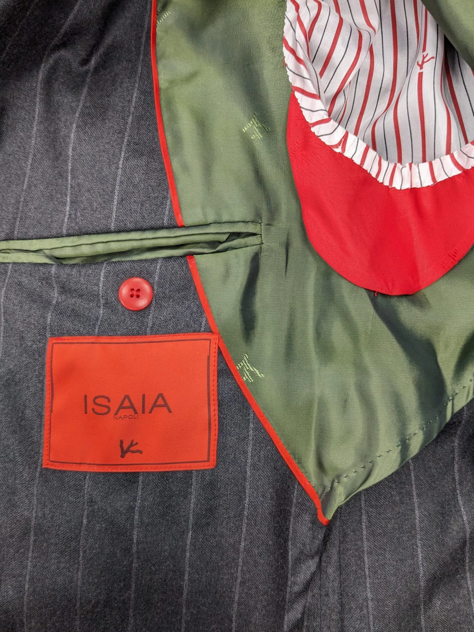 Isaia Mens Charcoal Gray Pinstriped 40S 100% Super 130s Wool 2 Piece Suit