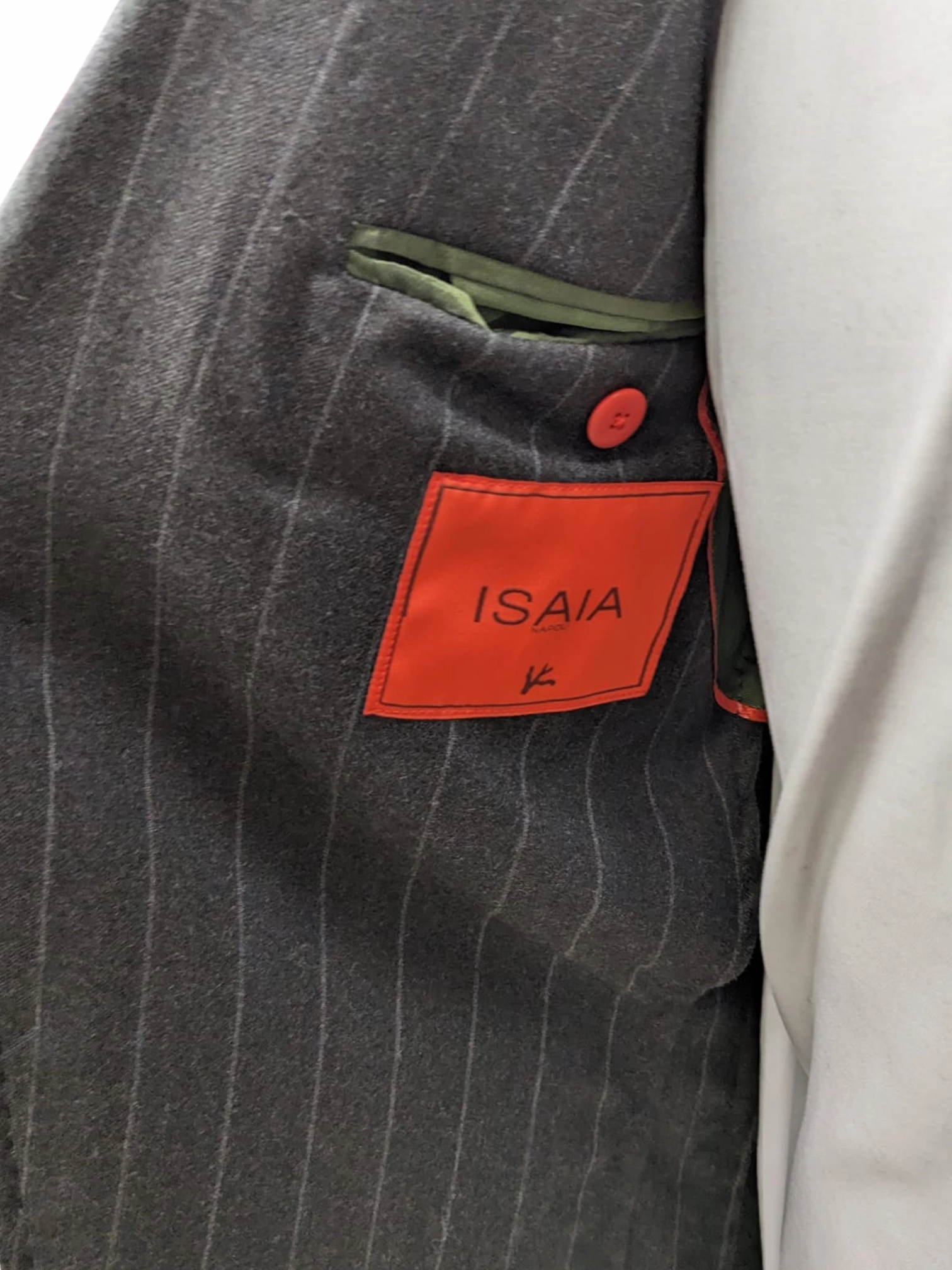 Isaia Mens Charcoal Gray Pinstriped 40S 100% Super 130s Wool 2 Piece Suit