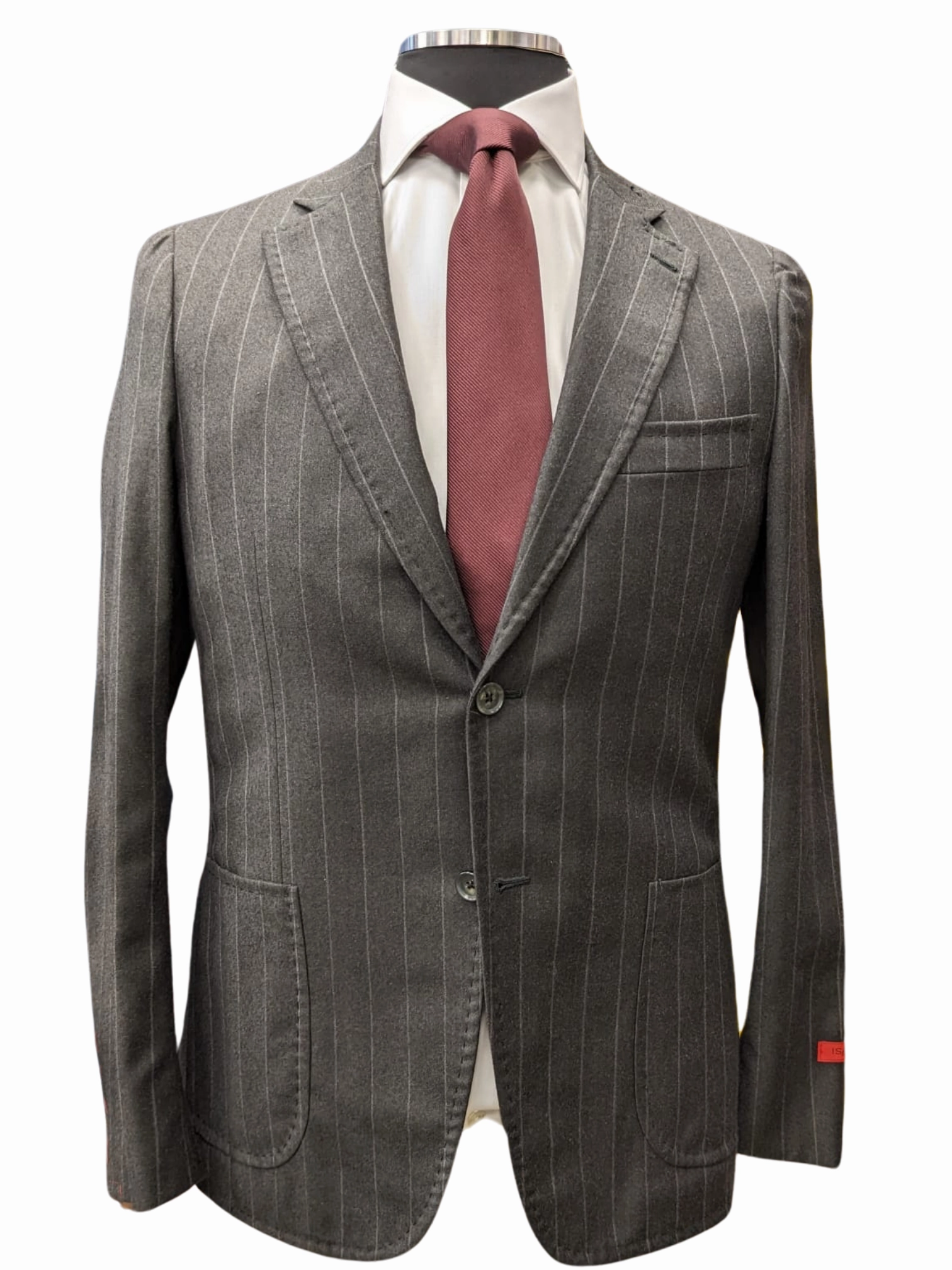 Isaia Mens Charcoal Gray Pinstriped 40S 100% Super 130s Wool 2 Piece Suit