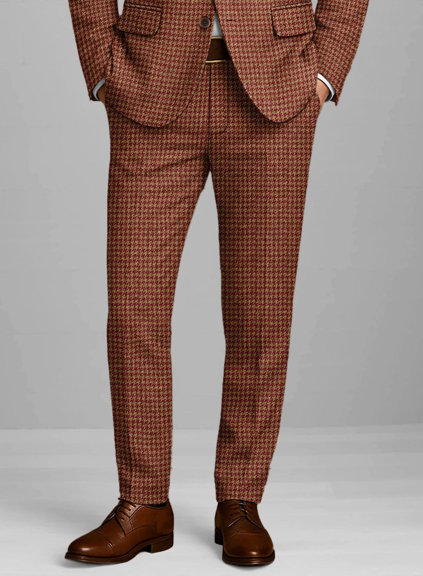 Italian Chestnut Red Houndstooth Tweed Suit