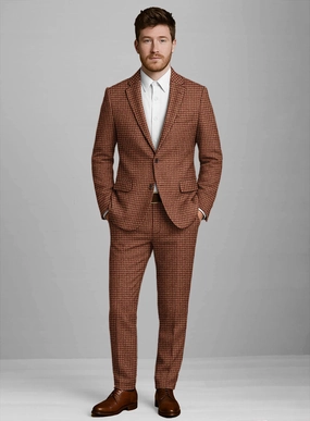 Italian Chestnut Red Houndstooth Tweed Suit