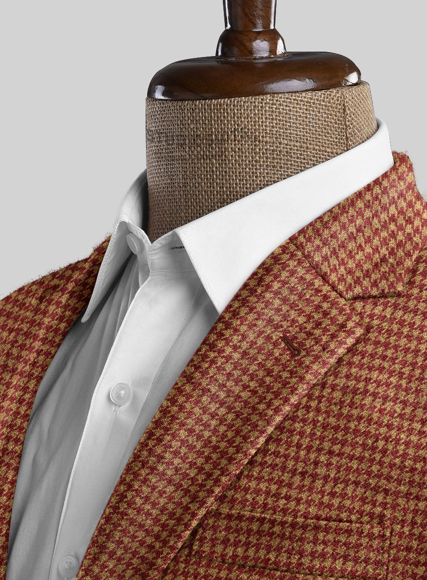 Italian Chestnut Red Houndstooth Tweed Suit