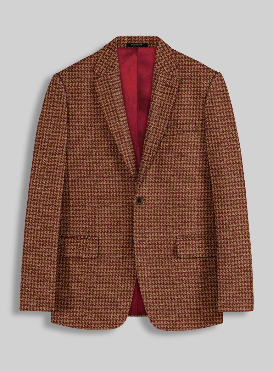 Italian Chestnut Red Houndstooth Tweed Suit