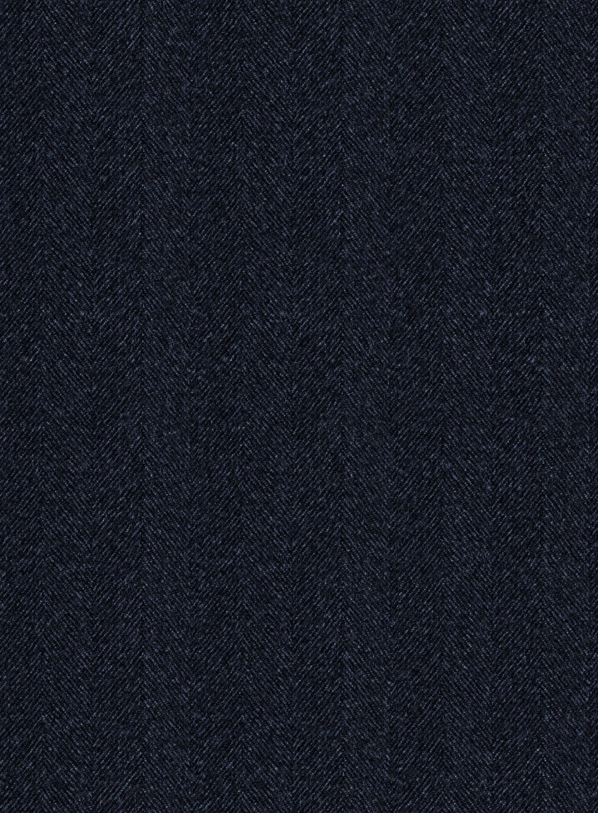 Italian Dark Blue Herringbone Flannel Suit