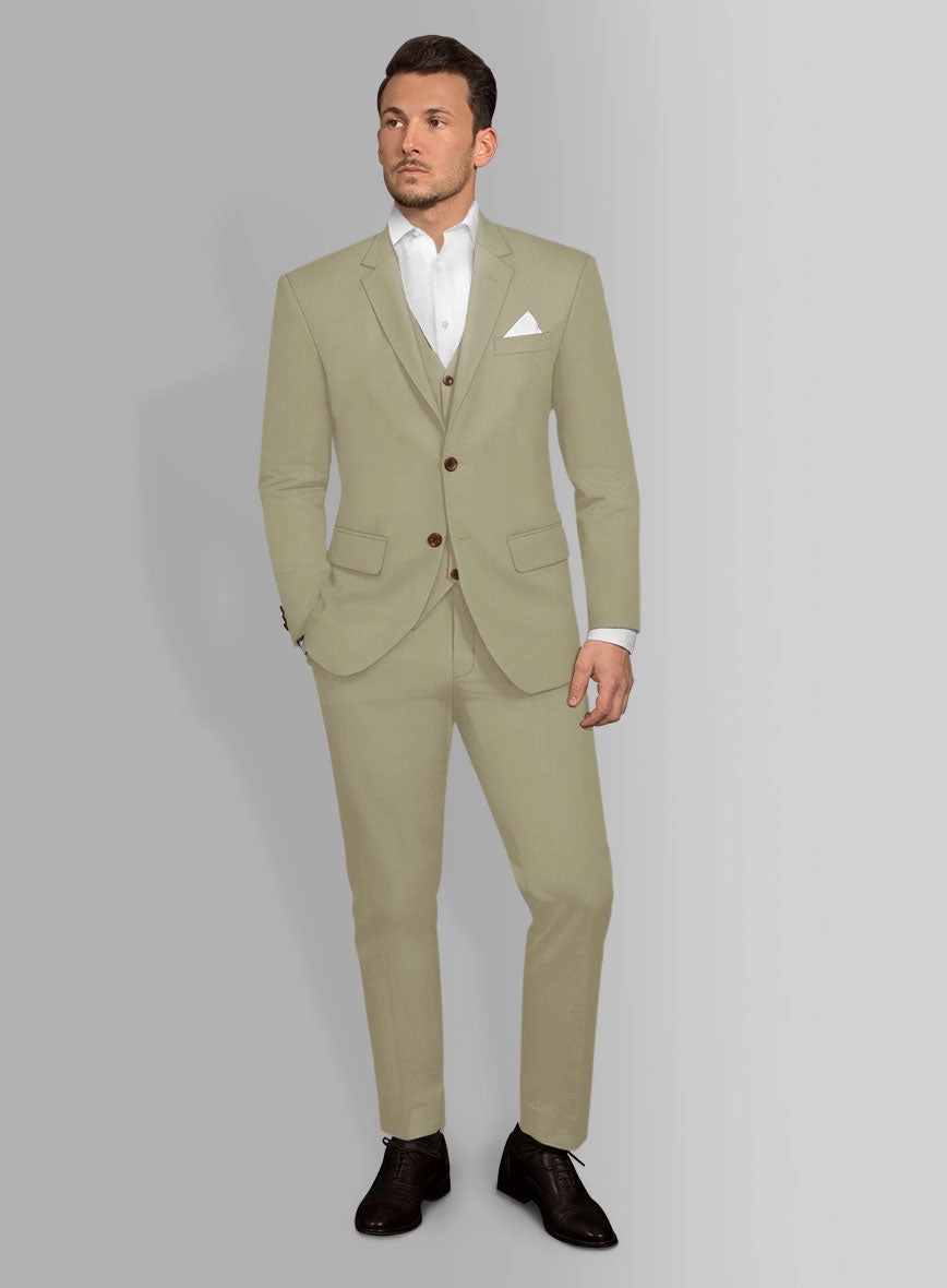 Italian Dark Tan Cotton Stretch Suit