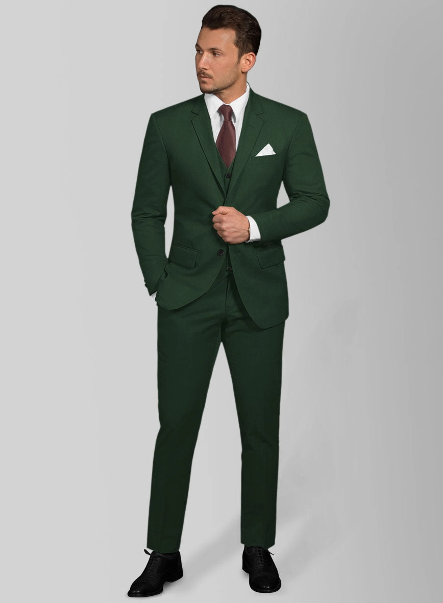 Italian Emerald Green Cotton Stretch Suit