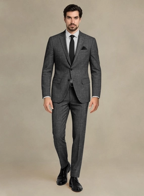 Italian Murano Charcoal Wool Linen Suit