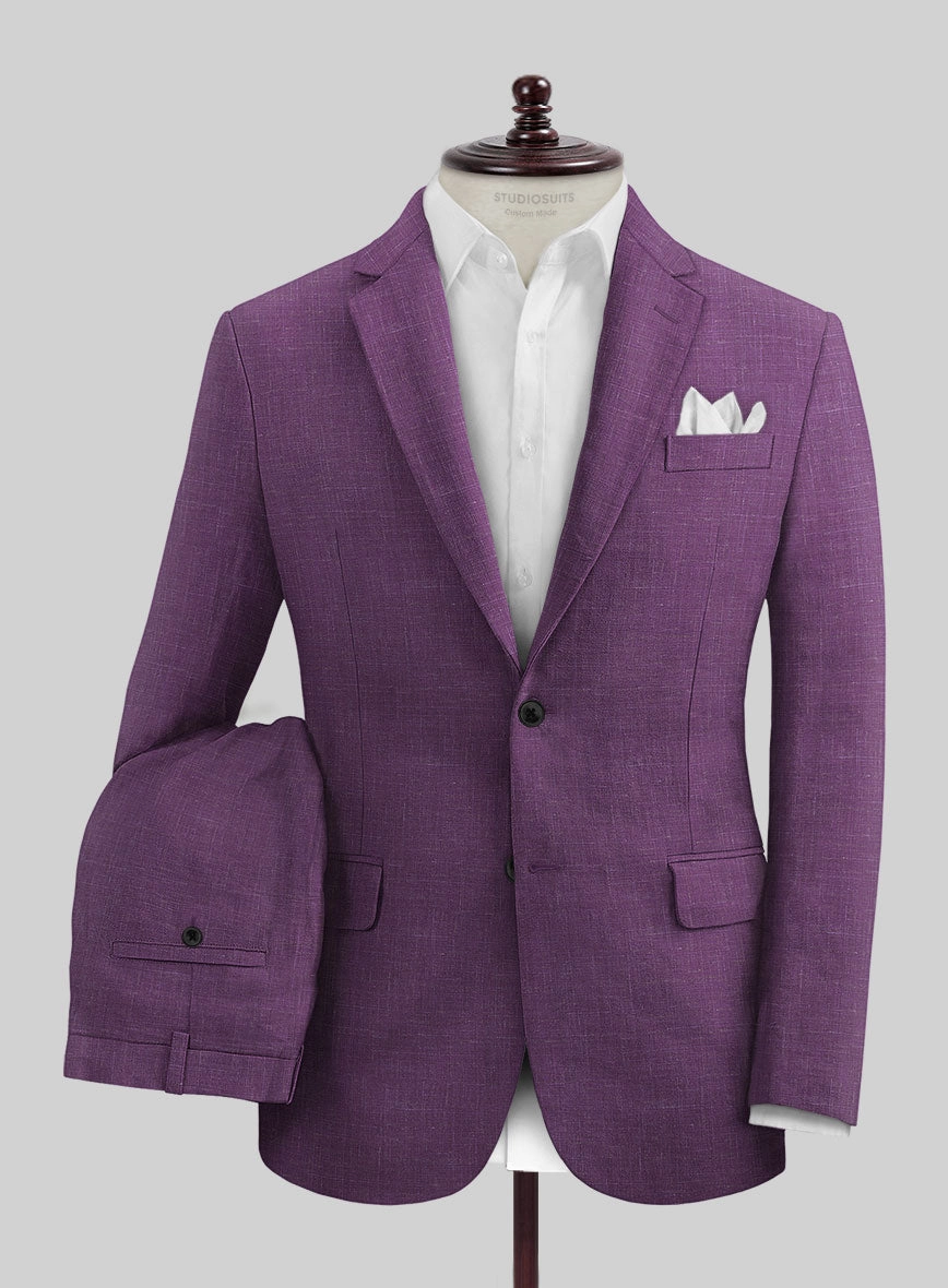Italian Murano Eggplant Wool Linen Suit