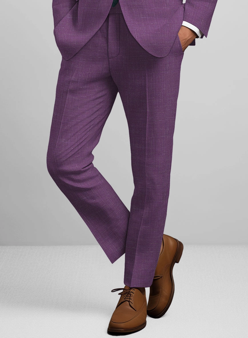 Italian Murano Eggplant Wool Linen Suit
