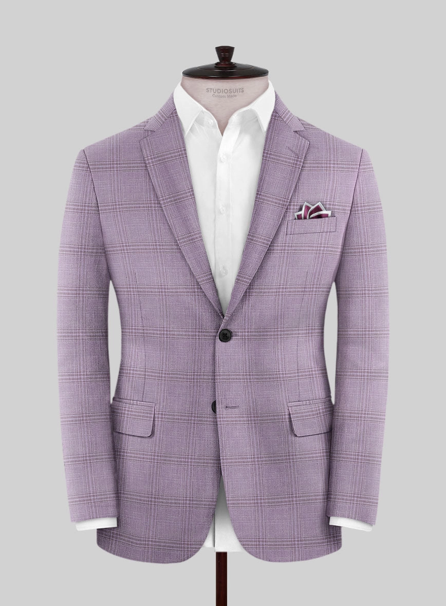 Italian Murano Esar Lavender Wool Linen Silk Suit
