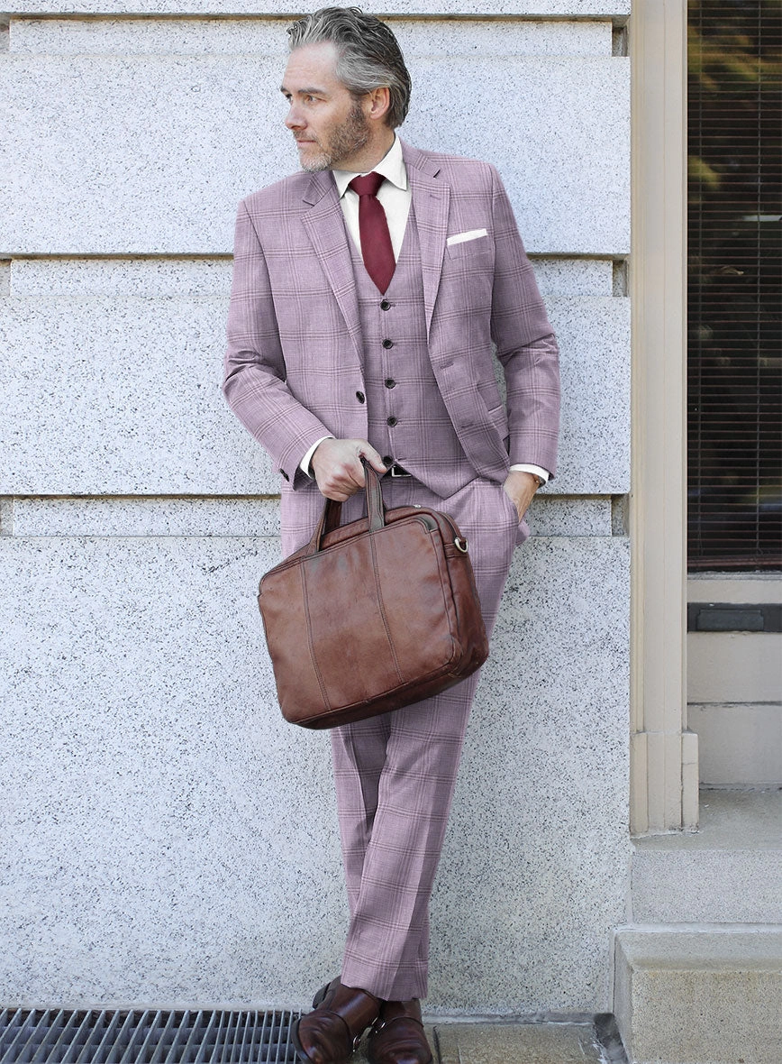 Italian Murano Esar Lavender Wool Linen Silk Suit