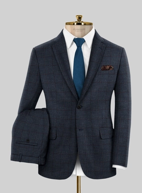 Italian Murano Ili Blue Wool Linen Silk Suit