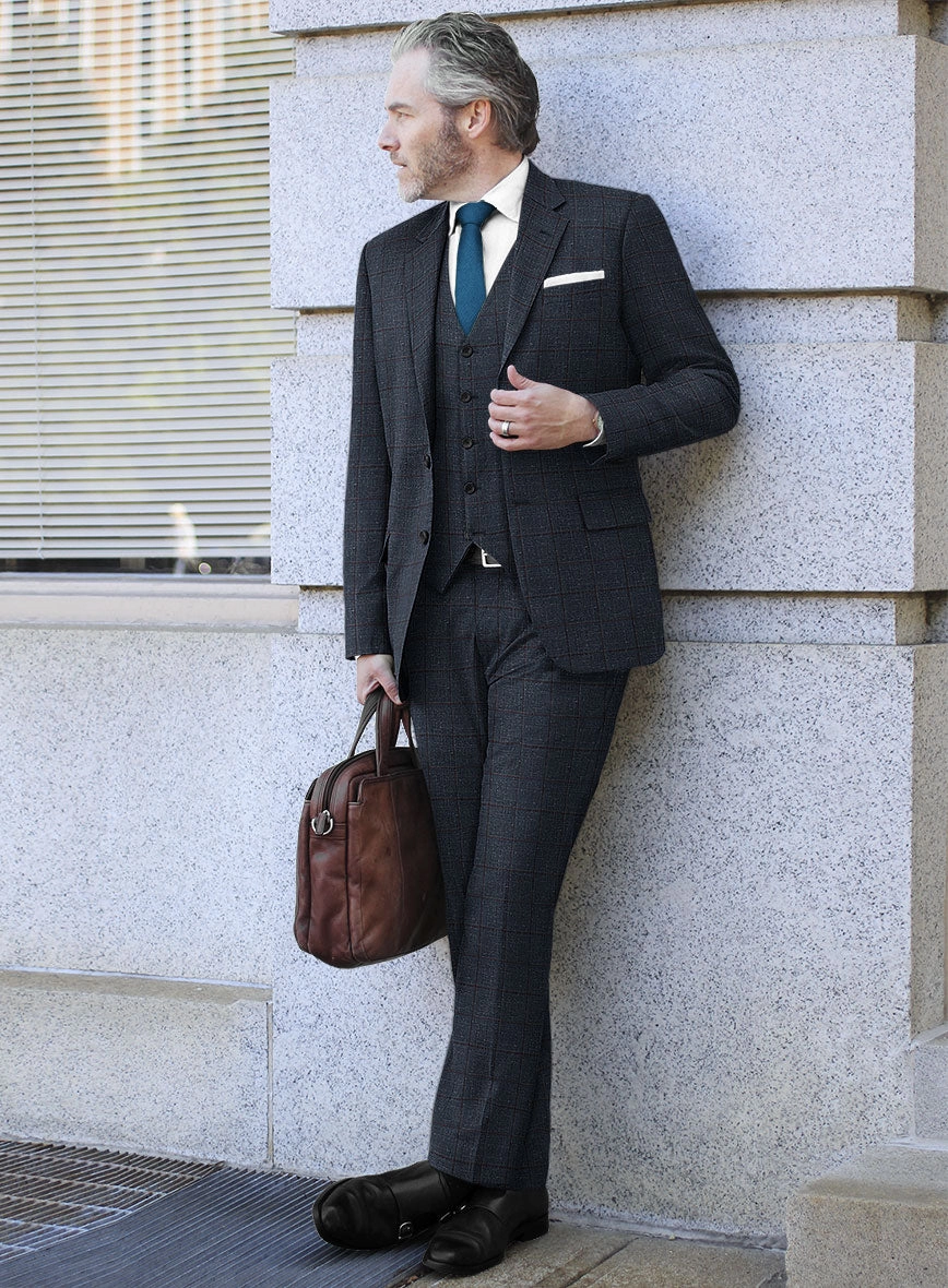 Italian Murano Ili Blue Wool Linen Silk Suit