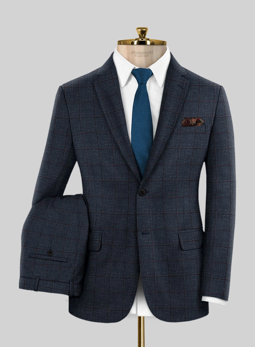 Italian Murano Ili Blue Wool Linen Silk Suit