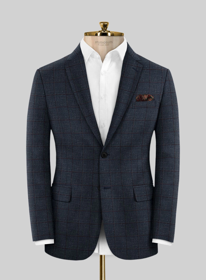 Italian Murano Ili Blue Wool Linen Silk Suit