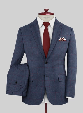 Italian Murano Leopo Blue Wool Linen Suit